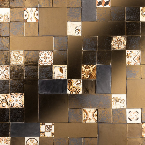 Bronze and Hand-Painted Square Tiles BBZRUH_13B