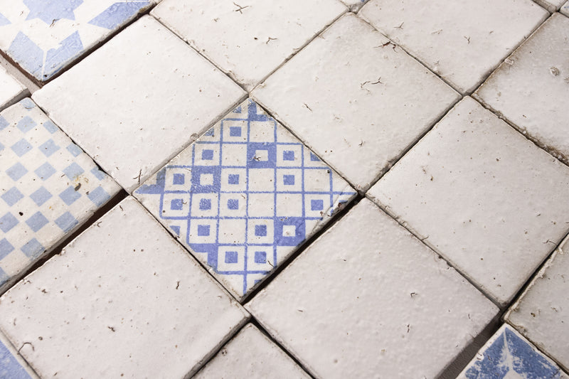 Chunky Geometric Blue and White Tiles BKHGNL