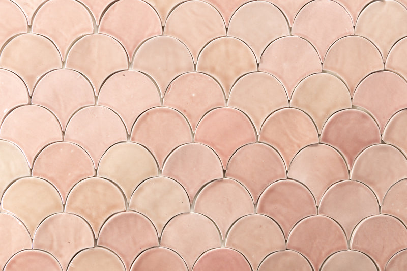 Pink Fish Scale Shaped Tiles - CLCMCA-WS-4C