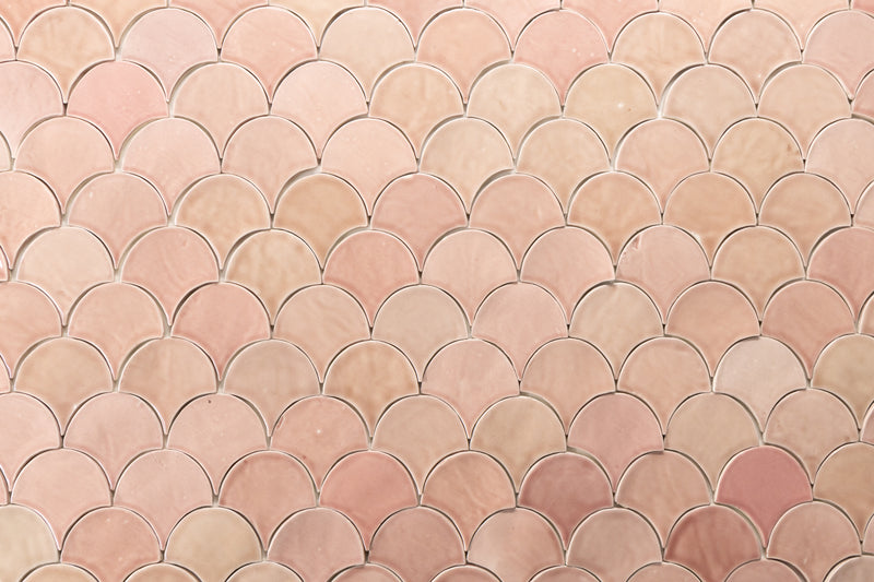 Pink Fish Scale Shaped Tiles - CLCMCA-WS-4C