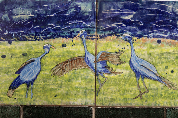 0.46m² Blue Crane Birds Ceramic Mural - FMUTWZ_11D