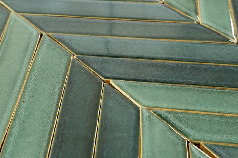 Handmade Rectangular Arrow tile Aqua green glaze H8W5E9 8A