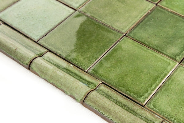 Green Handmade Tiles with Edge Termination Options HCGIBL_EX