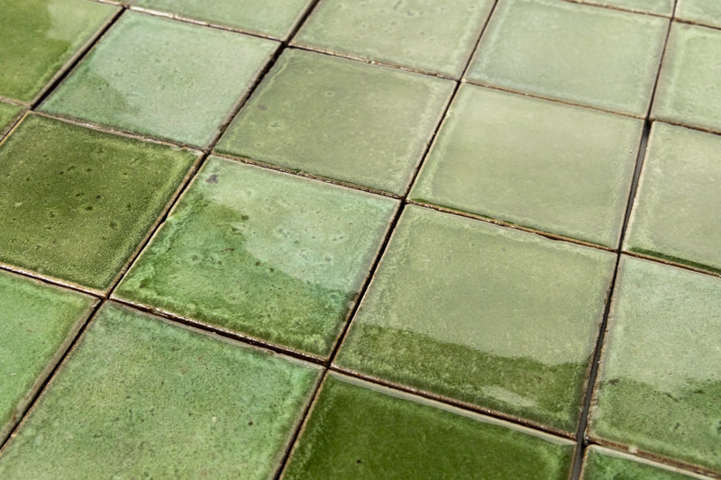 Green Handmade Tiles with Edge Termination Options HCGIBL_EX