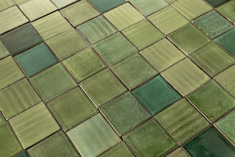 Green Hand-Made Blend on Chunky Square Tiles HCGIBL_P1_WS