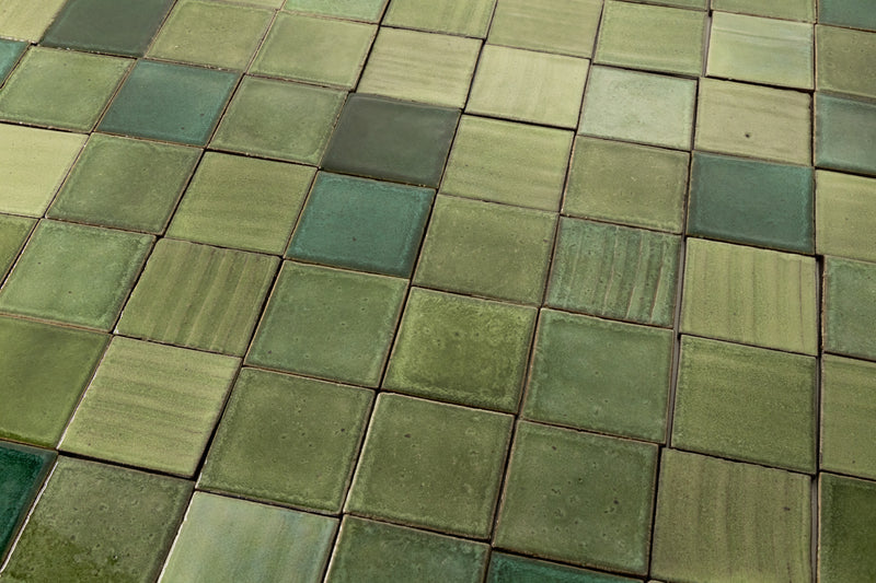 Green Hand-Made Blend on Chunky Square Tiles HCGIBL_P1_WS