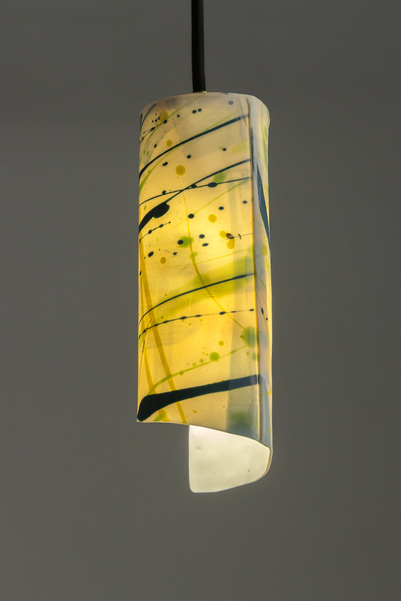 Aqua & Yellow Porcelain Pendant Light - IAGDGF