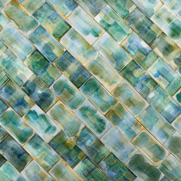 Hand-Painted Green & Blue Tiles - KCGKEG