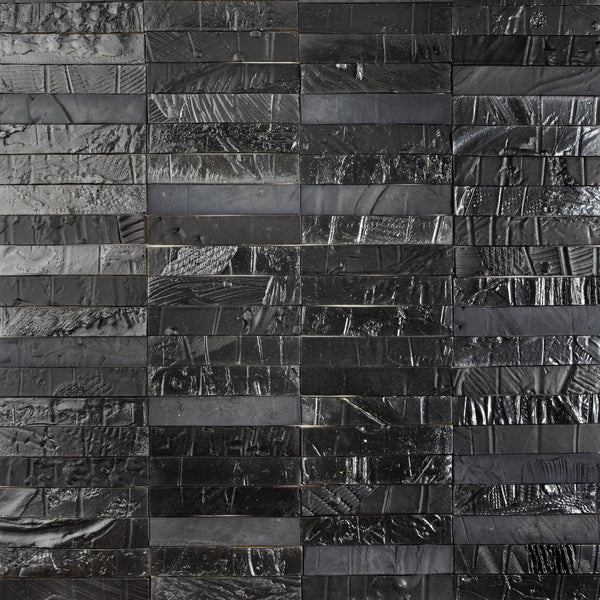 Handmade Black Textured Tiles MFHAKA_EX_1B
