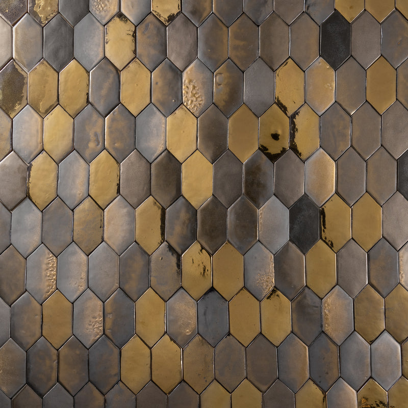 Hexagonal Metallic Glazed Ceramic Tiles: Contemporary Elegance -  MGSUY3_26B