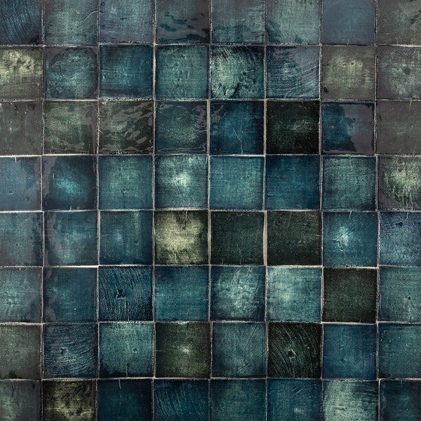 Green & Teal Blend Hand-Painted Square Tile N8SXMG