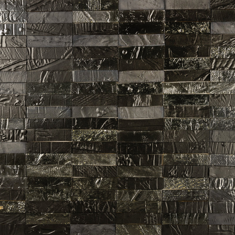 Handmade Black Textural Tiles PCX82L_4A