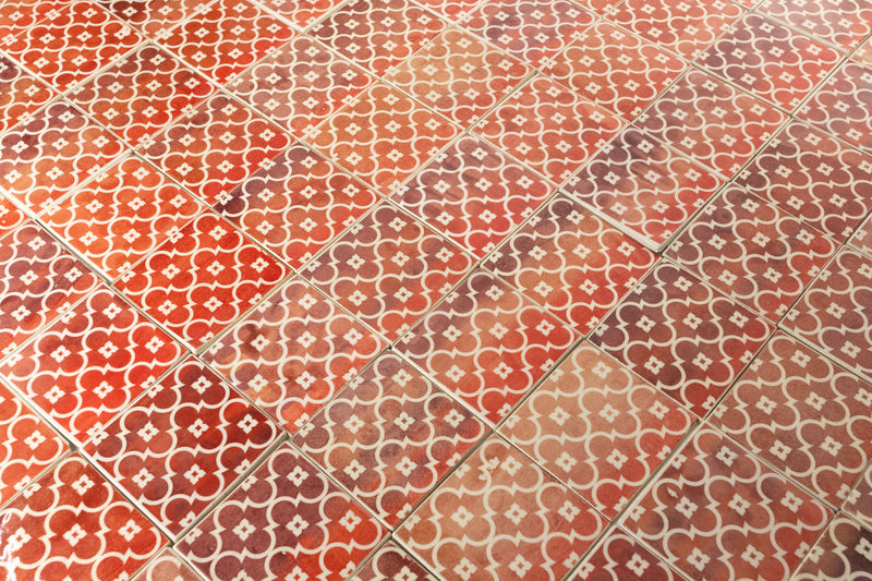 Red & White Screen Printed Pattern Tiles - VGC36C_18D
