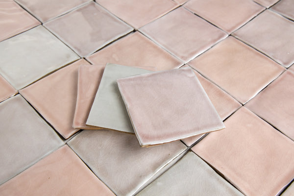 Curated Pink Handmade Square Tiles ZAGBGY