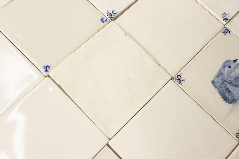 Blue and Cream Blend with Hand-Painted Square Delft Tiles ZPSHME_13C