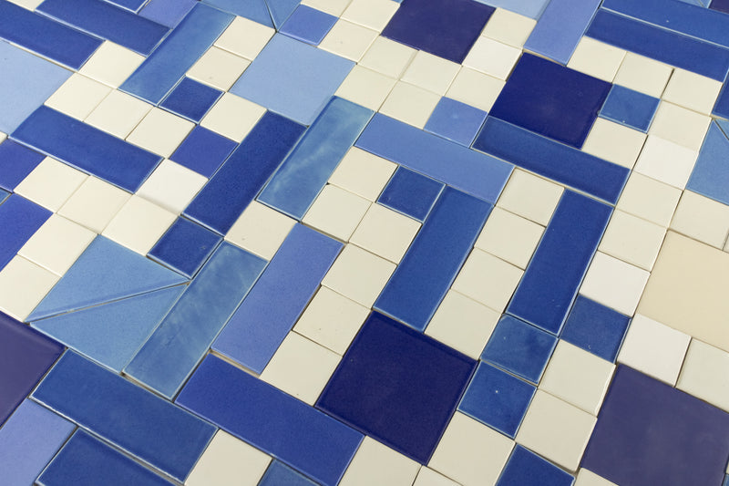 Blue & White Assorted Shaped Tiles C7X448 6B