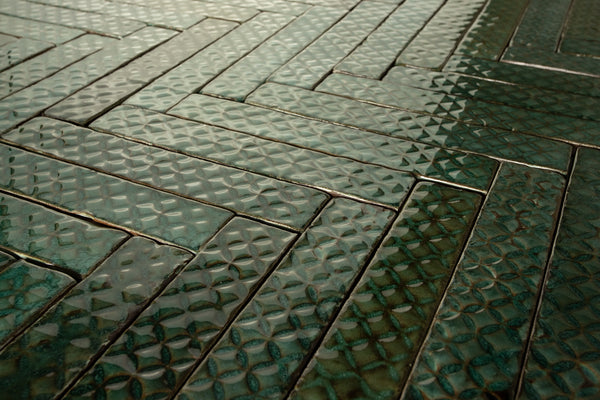 Greens & Aqua Rectangular Embossed Tiles ALUOW 2A