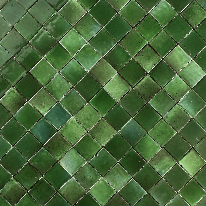 Chunky Square Tile Glazed gloss green AN6ZZT_6B