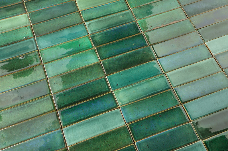 Pascalli Rectangular Tile Green & Aqua Glaze FCVHMS 13B