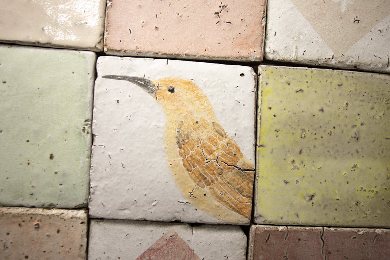 Hand Painted Birds on Square Tiles K2MSVE 6B