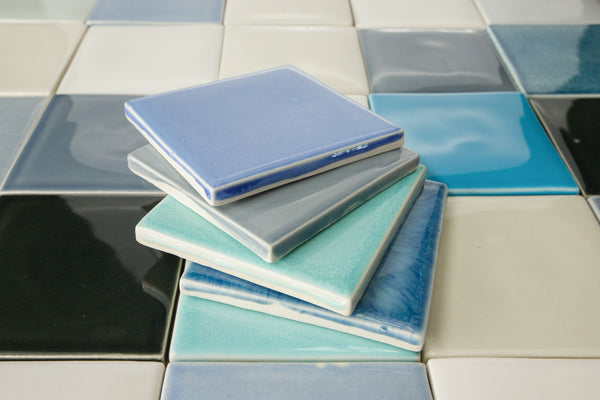 Hand-Made Blend of Blue, White and Black Square Tiles MAJMML 10C