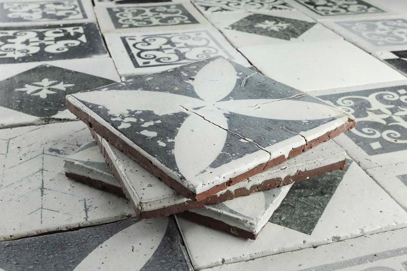 Square Chunky Tile Black and white patterns matt glaze MANA7 11C