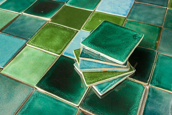 Square glassy green & blue blend Q5KRLM 10A
