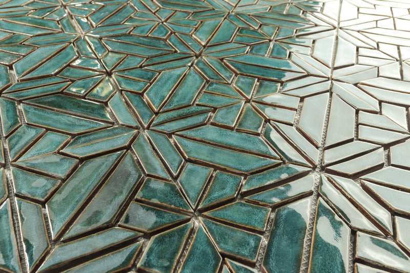 Mosaic Geometric Pattern Gloss Green Glaze QAGBWQ