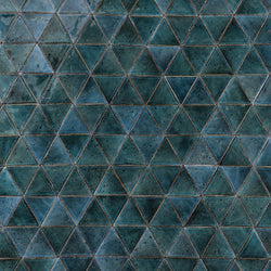 Handmade triangle tile Glassy blue greens RT327B 7C