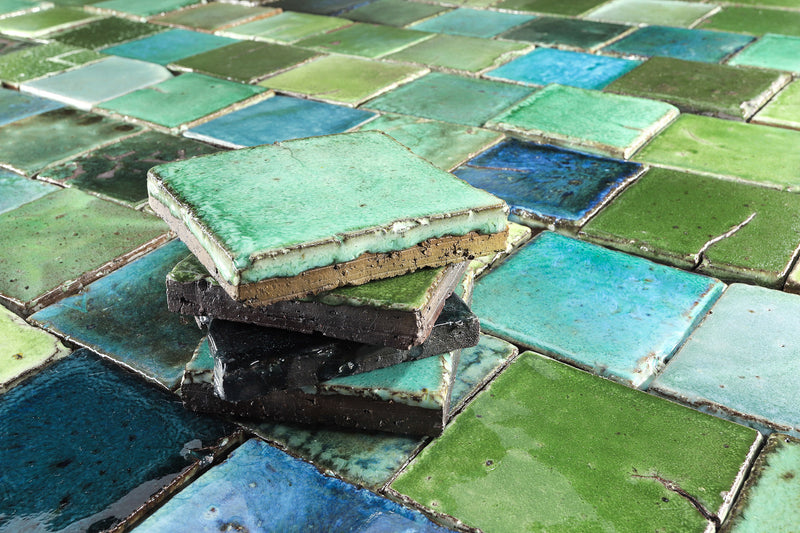 Chunky square tile glassy green blend XFT87 7B