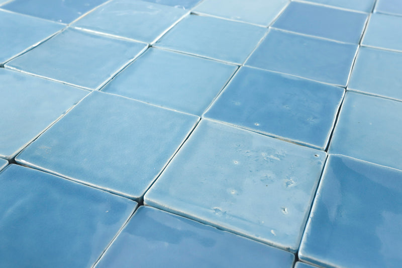 Blend of sky blue handmade square tiles YZ6AG3 1B