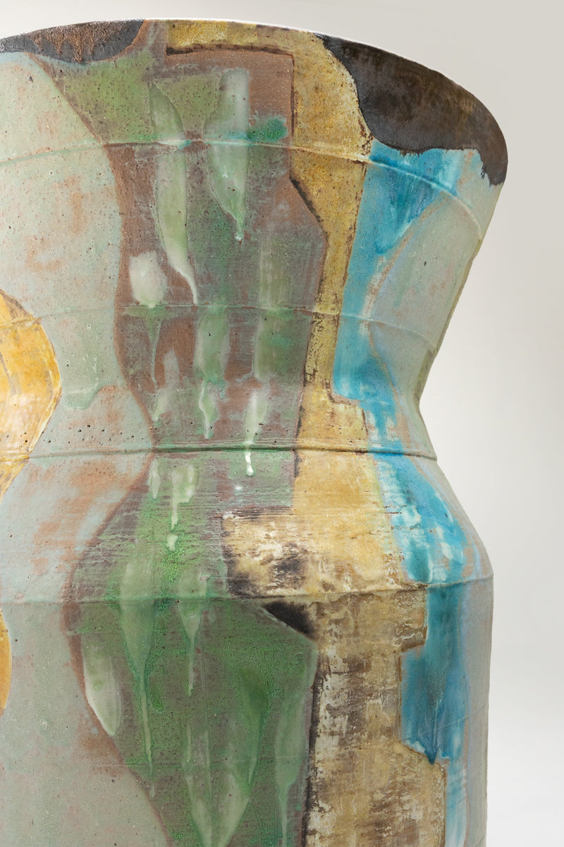 Hand-Painted Blue & Green Vessel - 01RUEN