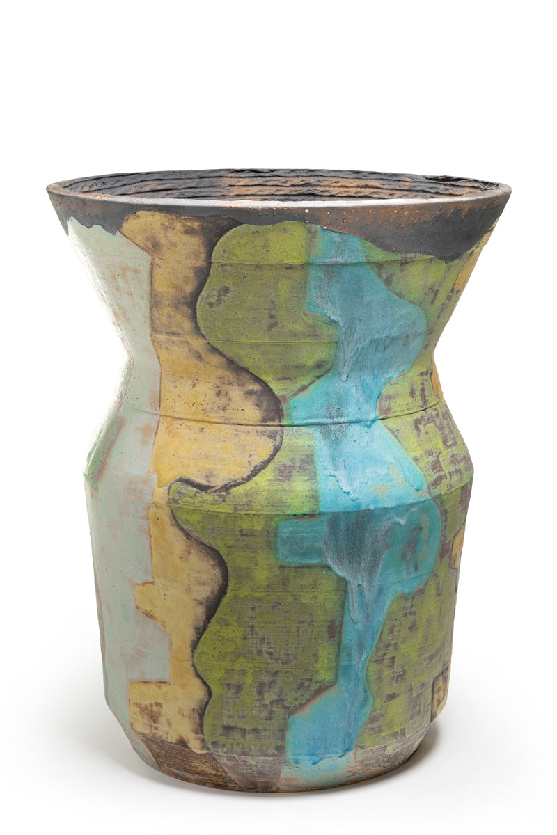 Hand-Painted Blue & Green Vessel - 01RUEN