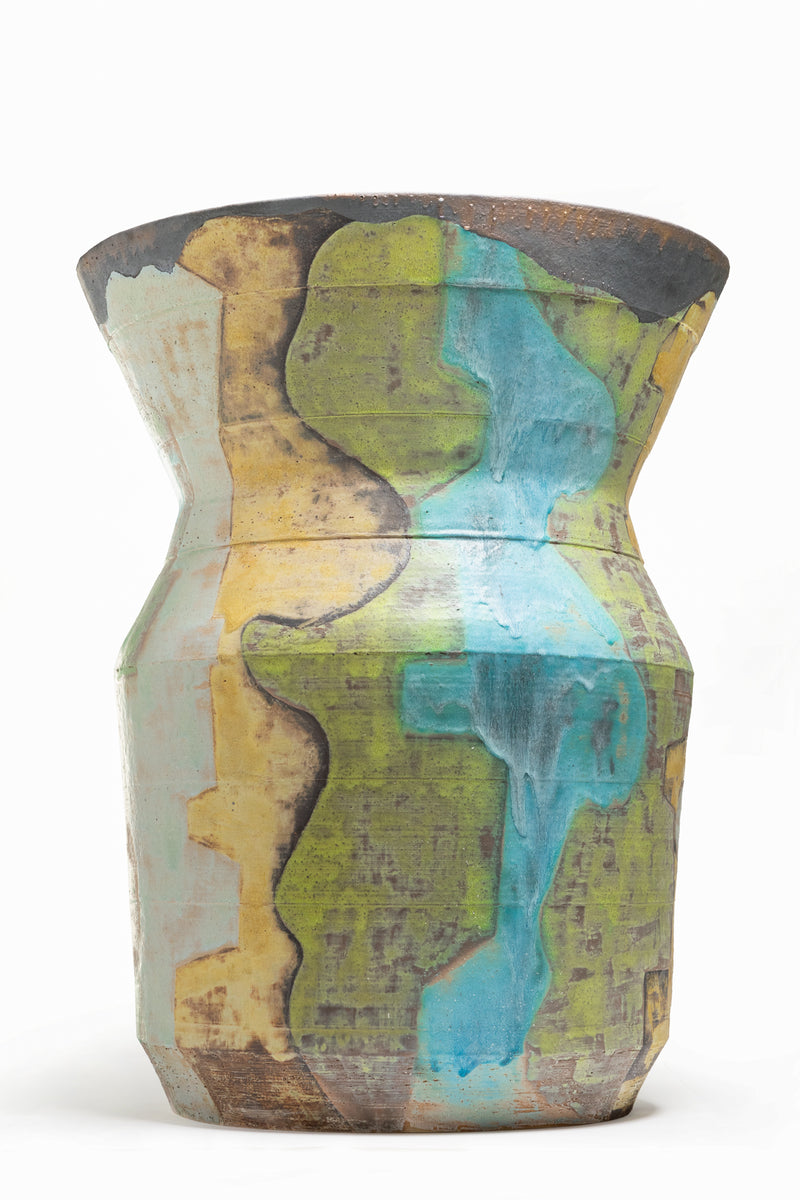 Hand-Painted Blue & Green Vessel - 01RUEN
