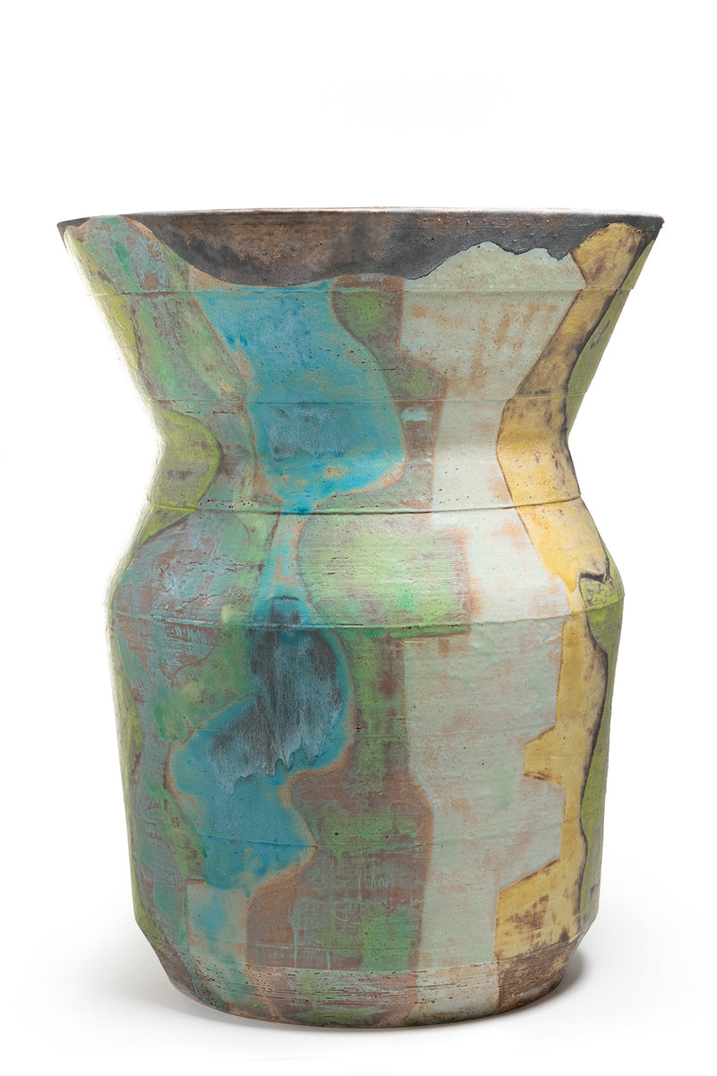 Hand-Painted Blue & Green Vessel - 01RUEN