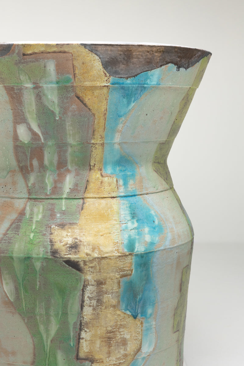 Hand-Painted Blue & Green Vessel - 01RUEN