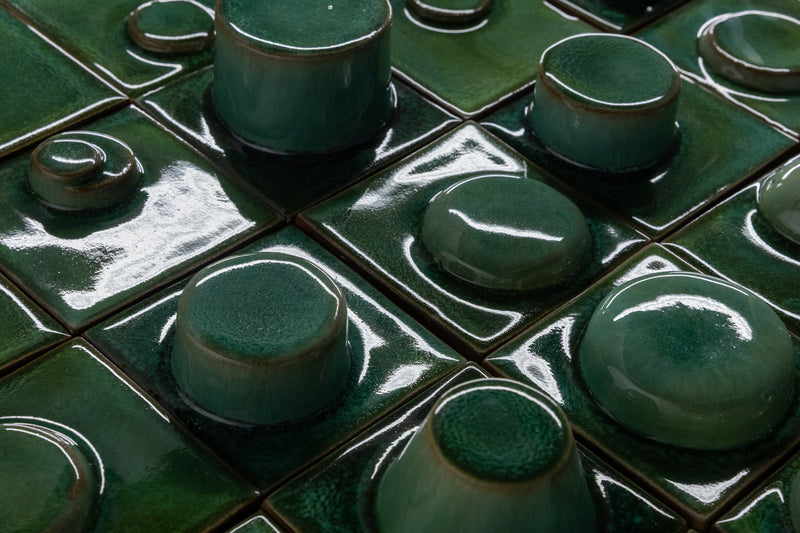 Hand-Made Square 3D Green Tiles - 06LLM5-WS