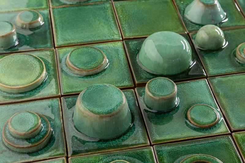 Hand-Made Square 3D Green Tiles - 06LLM5-WS