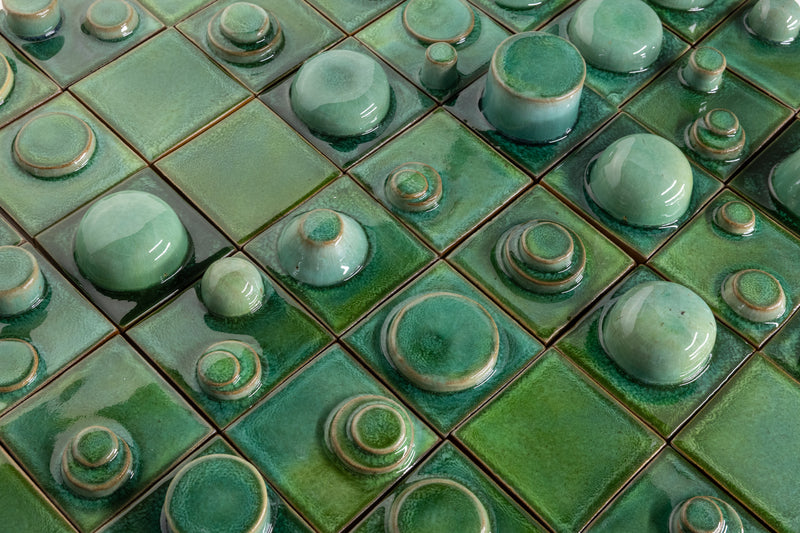Hand-Made Square 3D Green Tiles - 06LLM5-WS