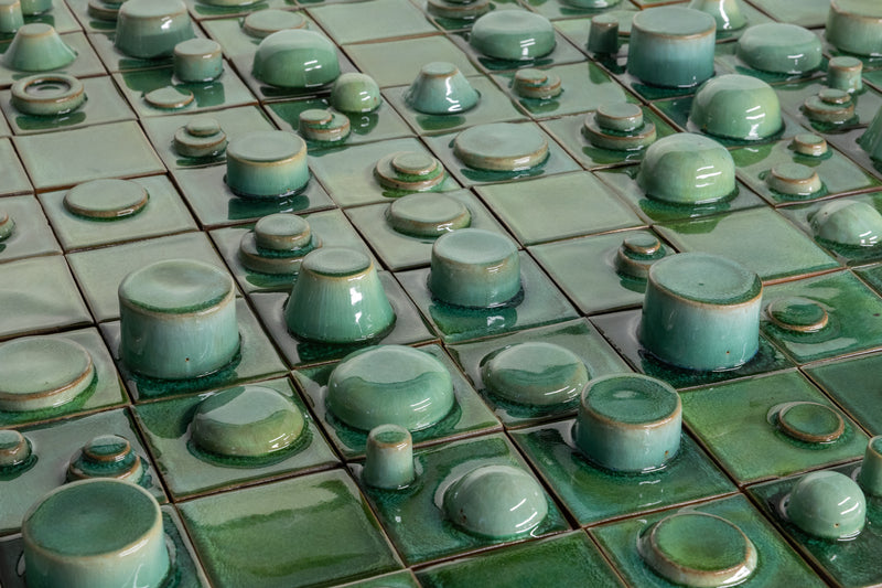 Hand-Made Square 3D Green Tiles - 06LLM5-WS