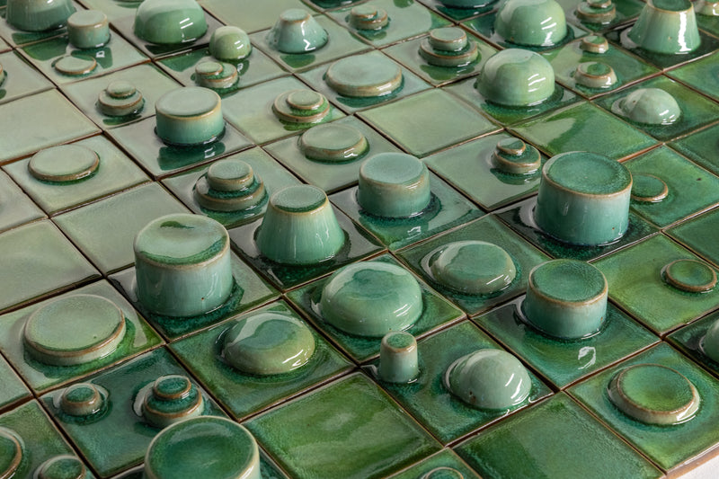 Hand-Made Square 3D Green Tiles - 06LLM5-WS