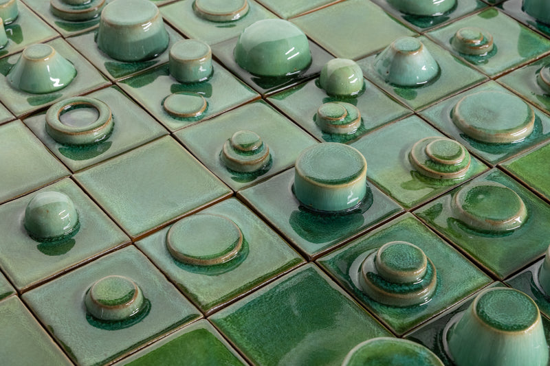 Hand-Made Square 3D Green Tiles - 06LLM5-WS