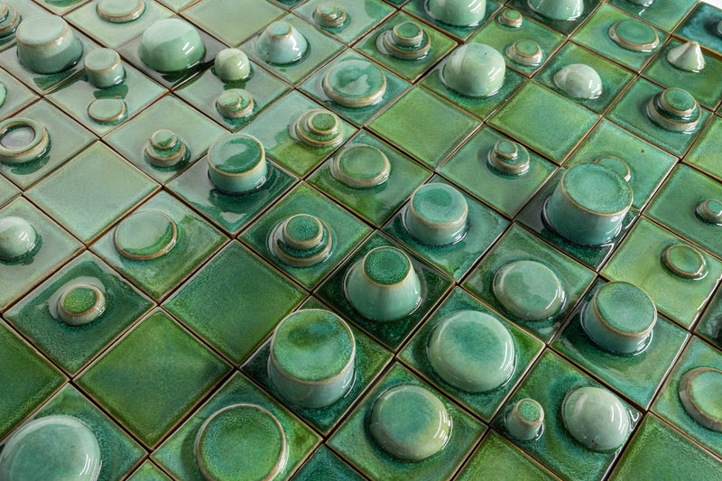 Hand-Made Square 3D Green Tiles - 06LLM5-WS