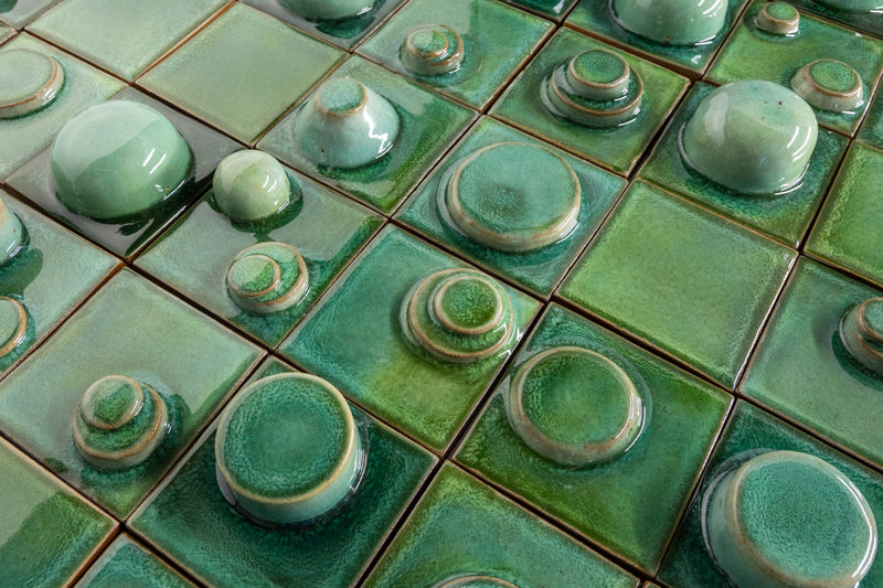 Hand-Made Square 3D Green Tiles - 06LLM5-WS
