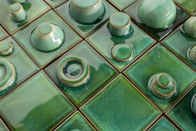 Hand-Made Square 3D Green Tiles - 06LLM5-WS