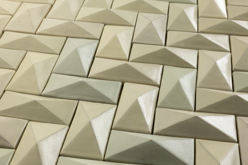 Cream & Light Green Blend 3D Tiles - 0SIJNH-WS
