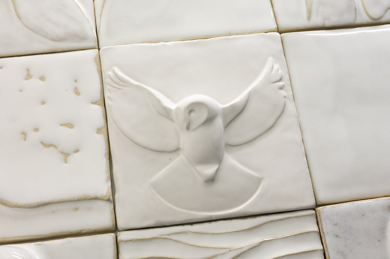 White Sculptural Owl Figure Tiles - 1SQ1NL-WS