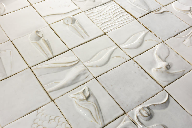 White Sculptural Owl Figure Tiles - 1SQ1NL-WS