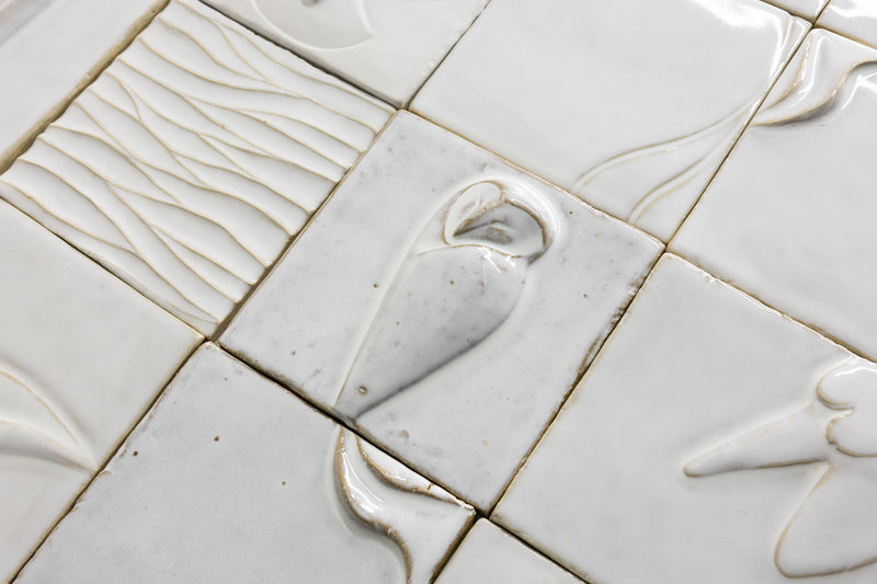 White Sculptural Owl Figure Tiles - 1SQ1NL-WS