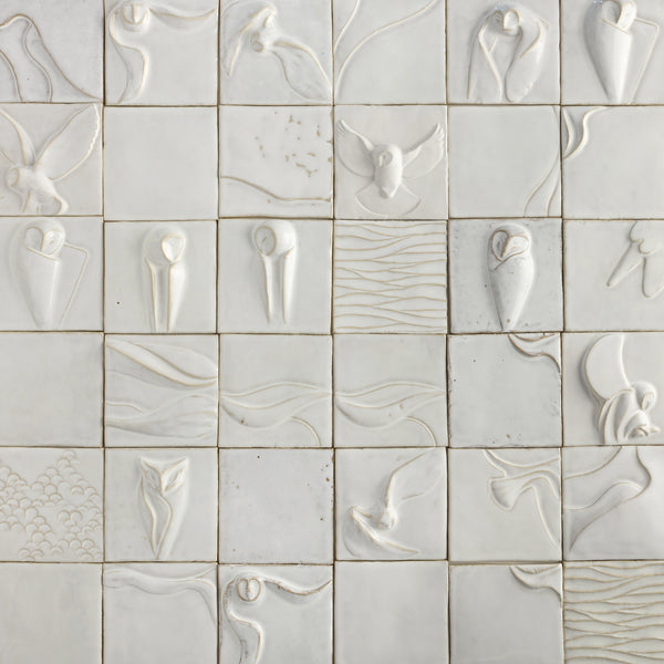 White Sculptural Owl Figure Tiles - 1SQ1NL-WS